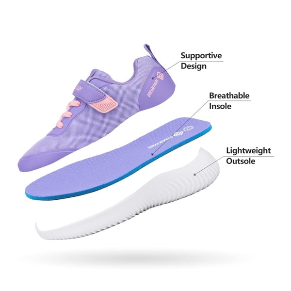 [EZ-Ons BreezeRunners] Breathable And Lightweight Kids Running Sneakers - PURPLE PINK - 4